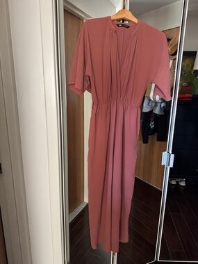 Zara Rosewood Maxi Jumpsuit with Elastic Waist